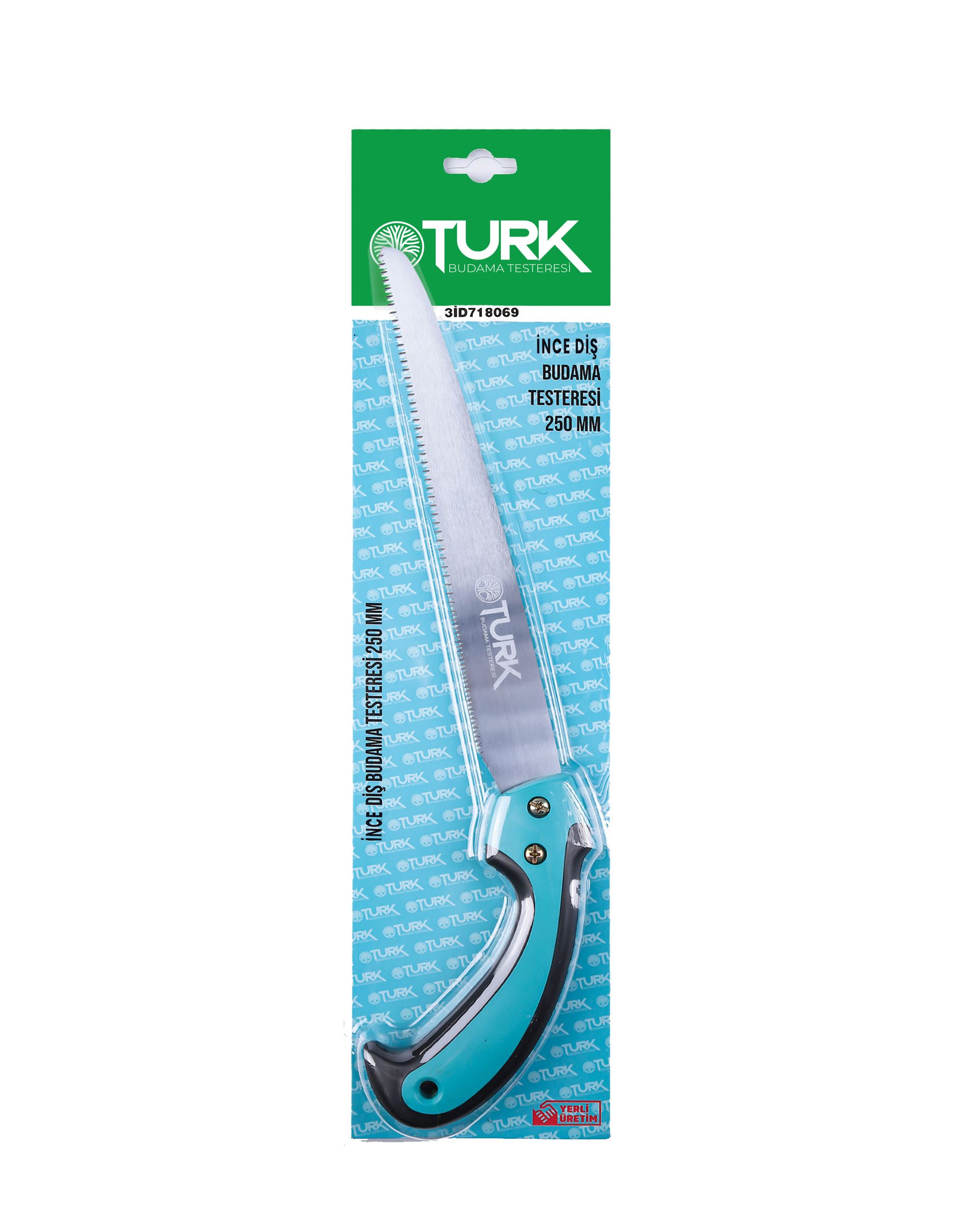 OTURK İnce Diş Saplı Budama Testeresi 250 mm — yeşil blister paket